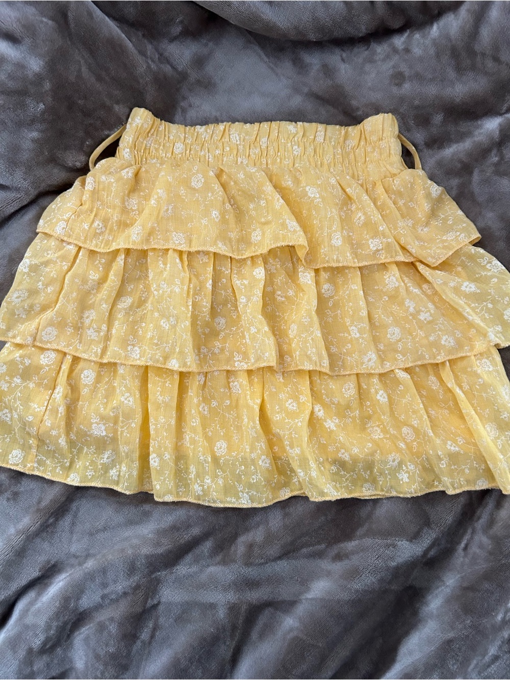 Rue21 Yellow Floral Ruffle Mini Skirt